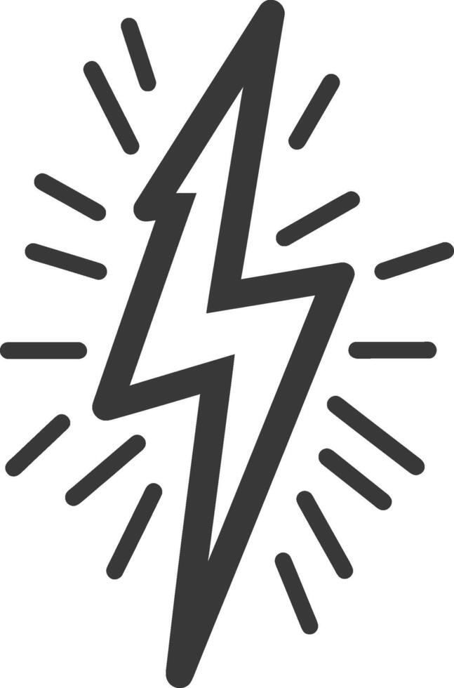 A black and white lightning bolt icon vector