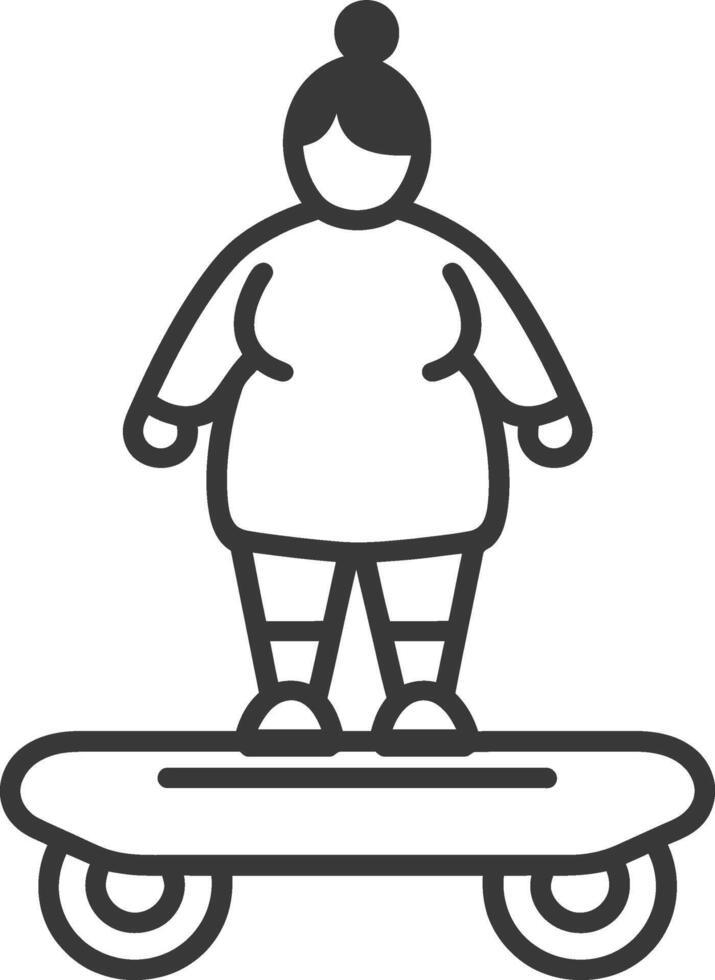 A woman is standing on a skateboard vector