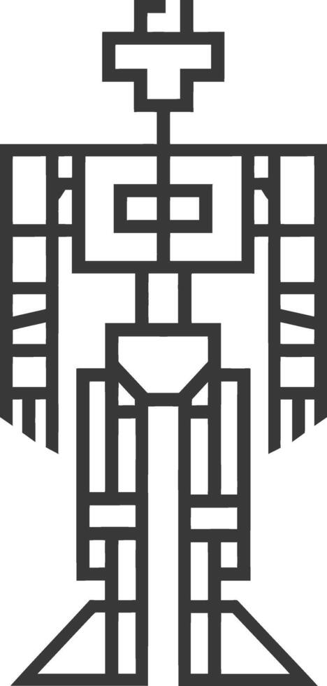 A robot is shown in a pixel art style vector