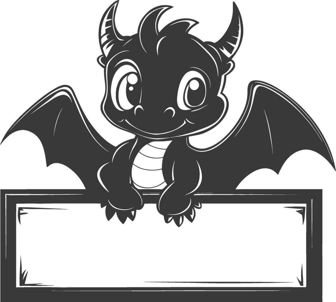 A cartoon dragon holding a blank sign vector