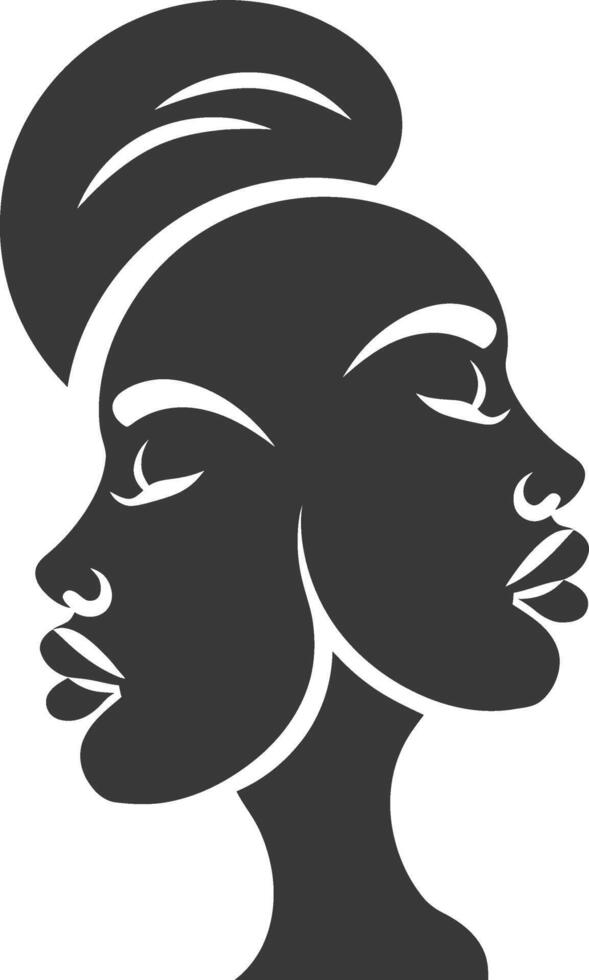 A black and white silhouette of a woman's face vector