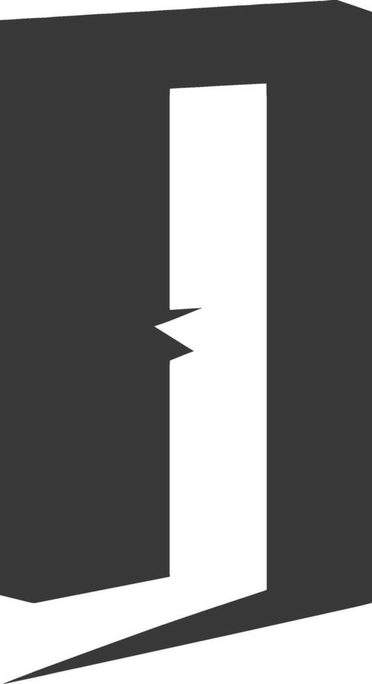 A black and white logo of a door with a white line vector