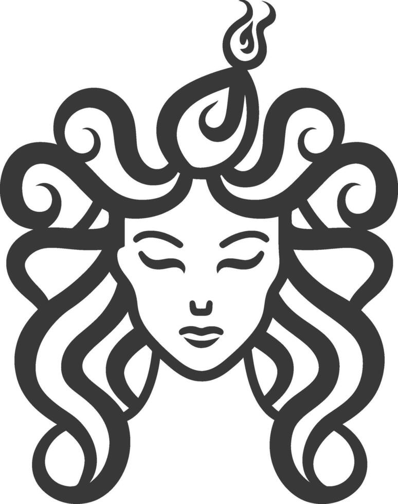 Medusa, the greek goddess of death, with a flame in her hair vector