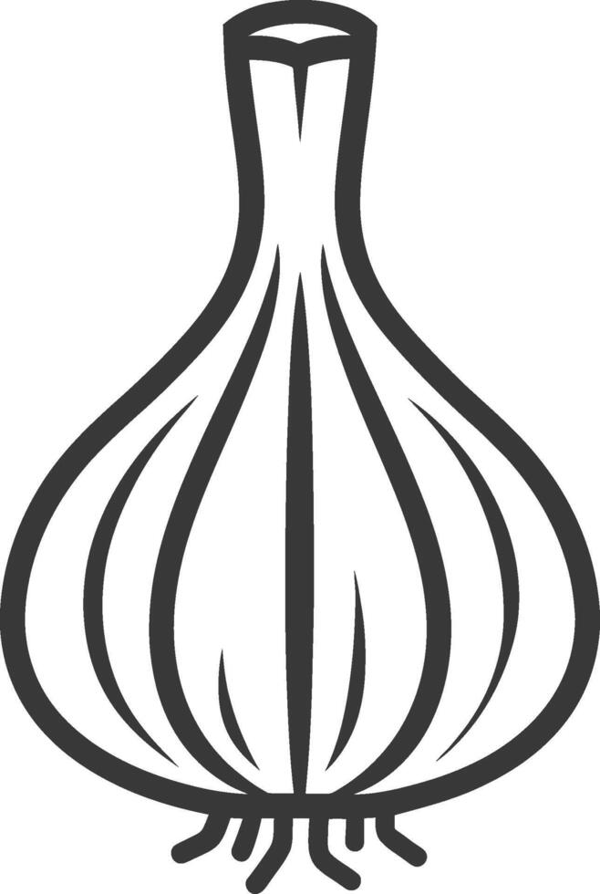 An onion is shown in a black and white drawing vector