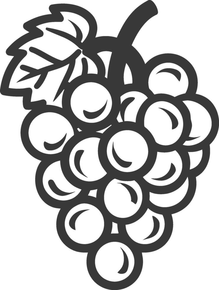 A black and white illustration of grapes vector