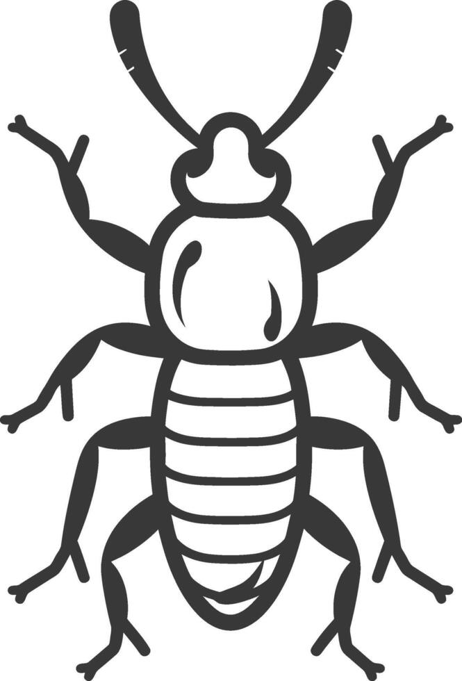 A black and white illustration of a bug vector