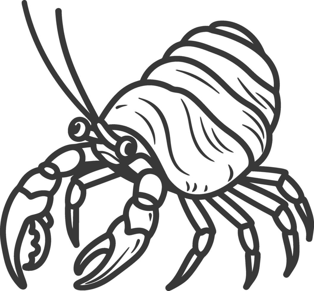 A black and white drawing of a crab vector