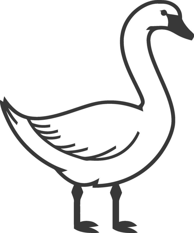 A black and white drawing of a goose vector