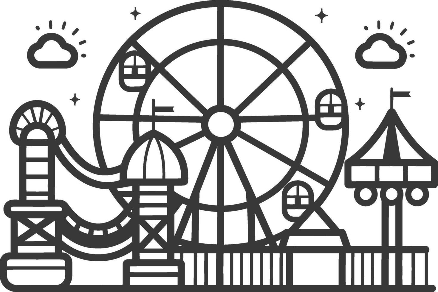 Amusement park line icon illustration vector