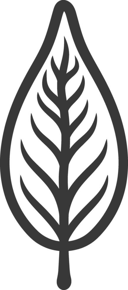 A black and white illustration of a leaf vector