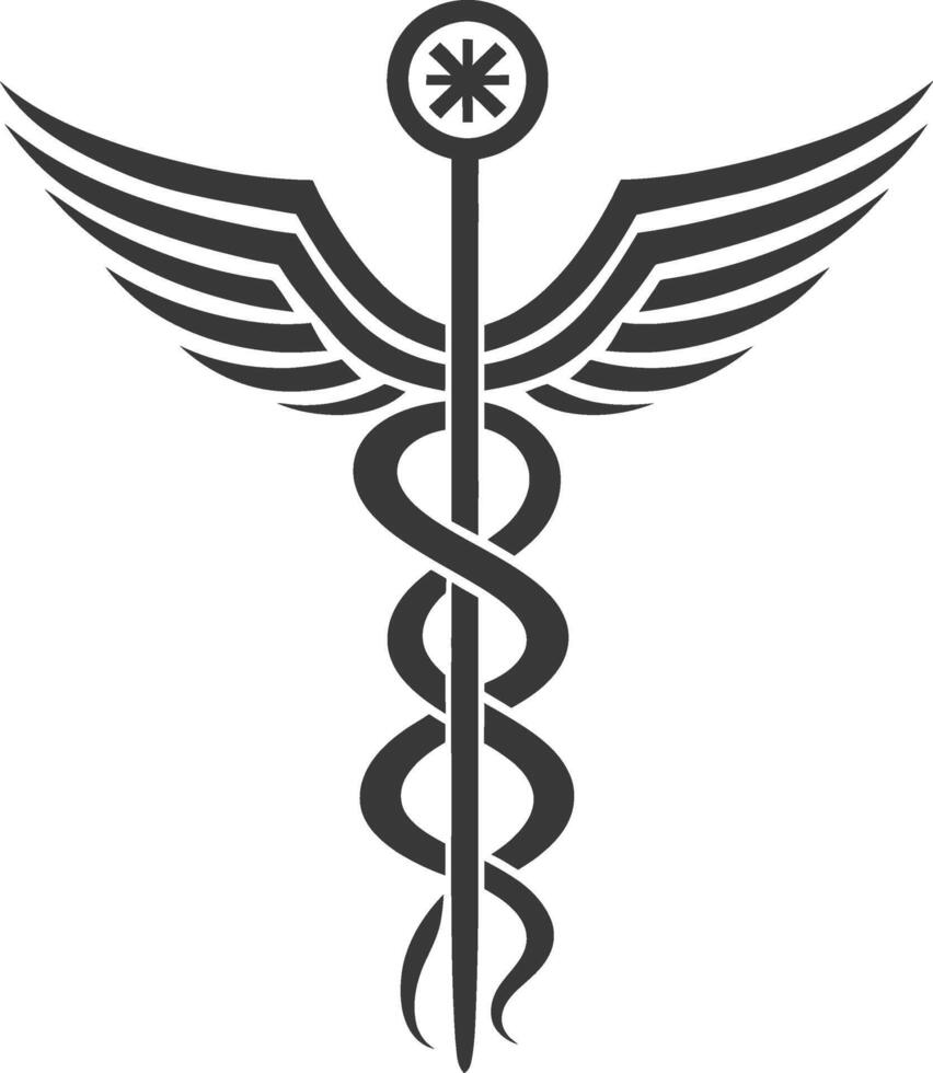 A medical symbol with wings and a staff vector