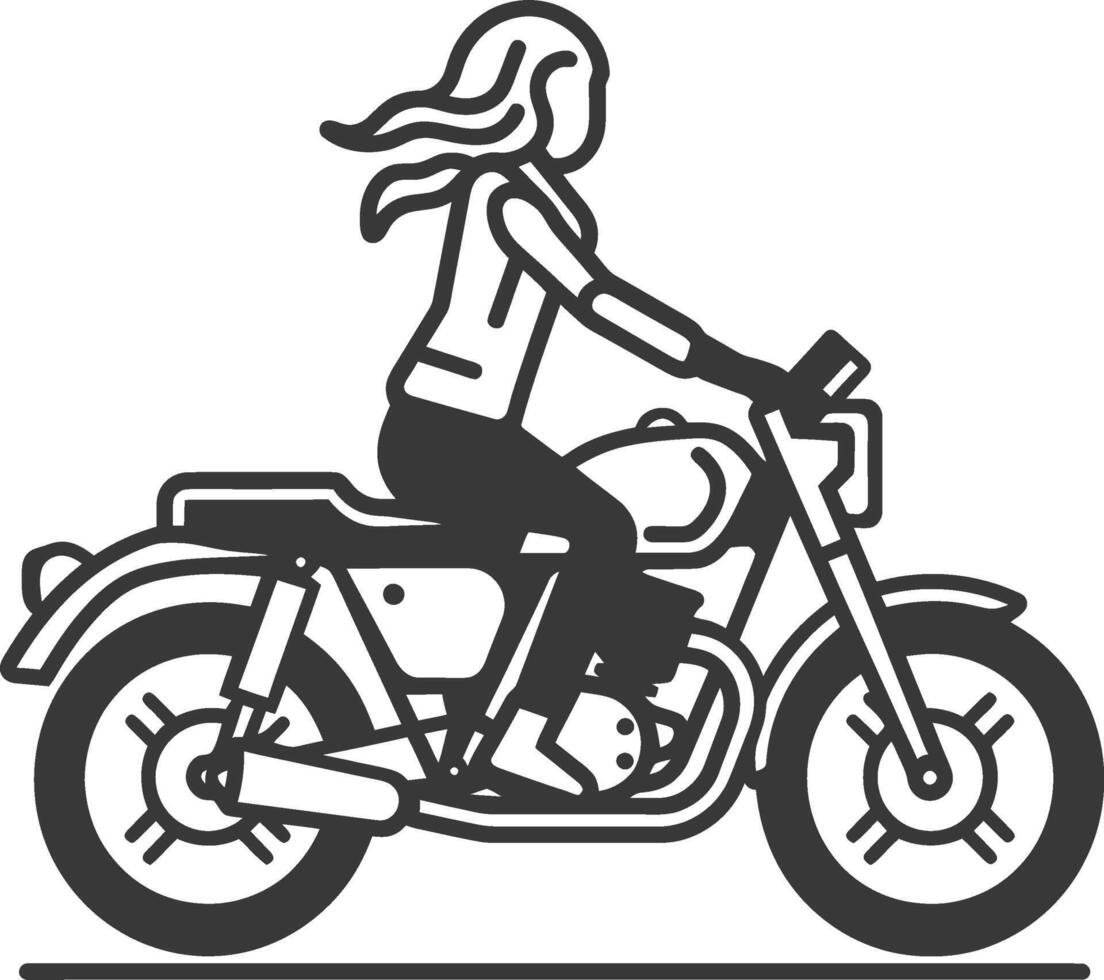 A woman riding a motorcycle on a white background vector