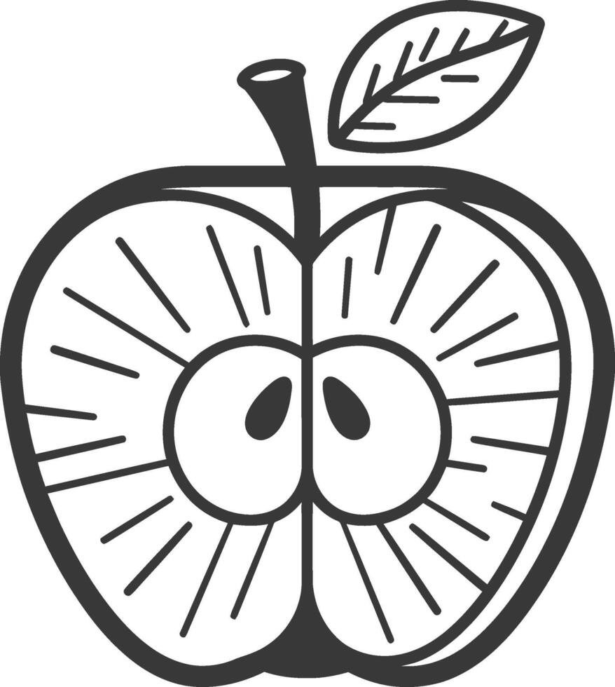 Apple with two eyes and a leaf on the side vector