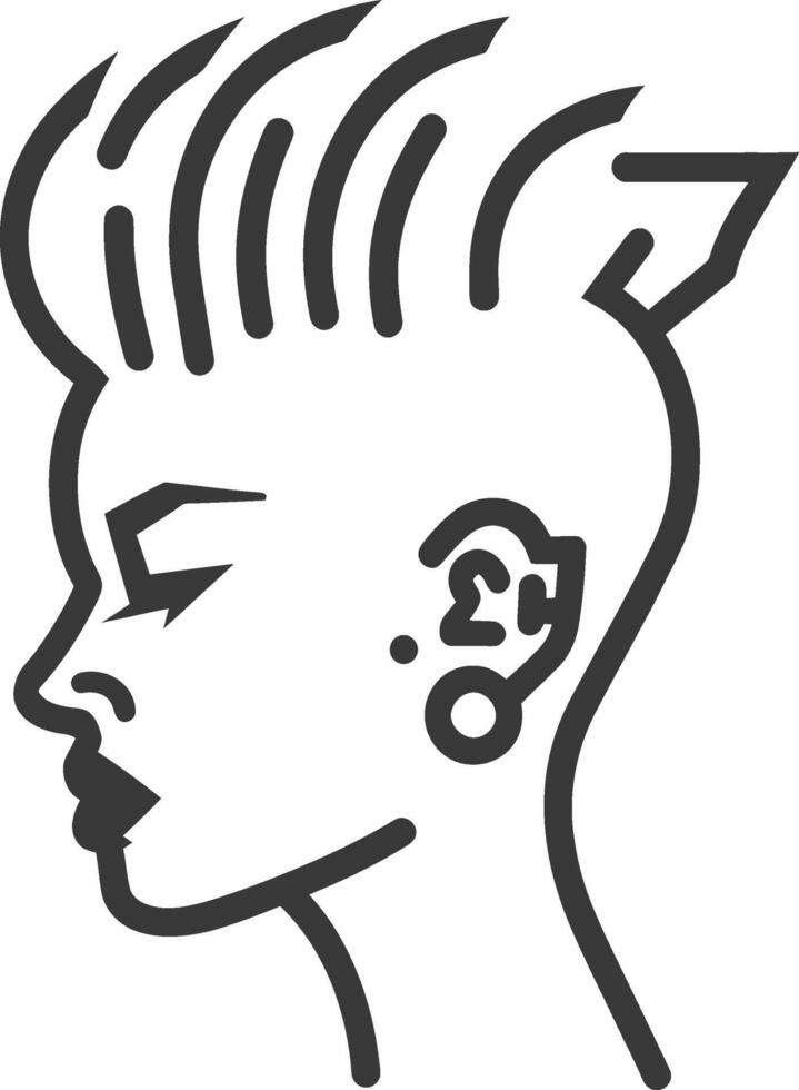 A woman with a mohawk and ear piercings vector