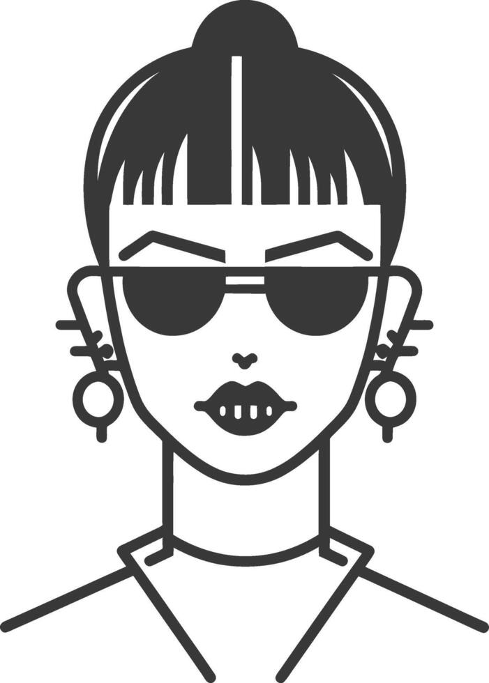A woman with sunglasses and earrings vector