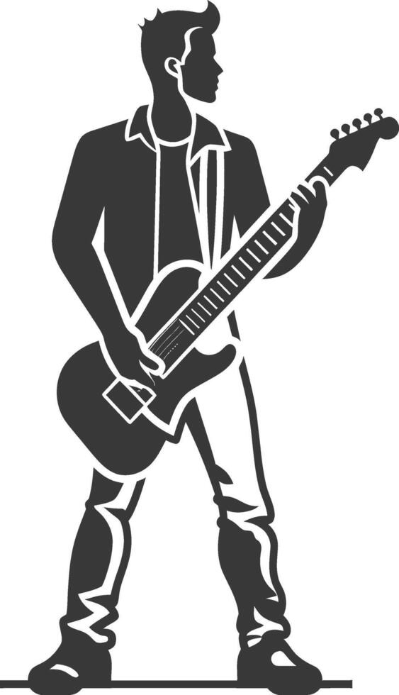 A silhouette of a man playing an electric guitar vector