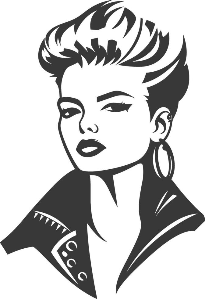A woman with a punk style haircut and earrings vector