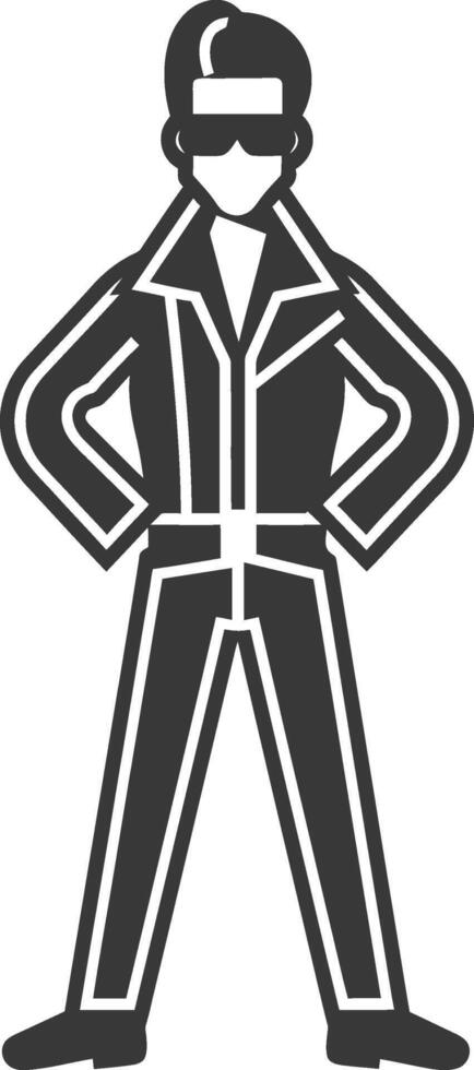 A man in a suit and tie standing with his hands on his hips vector