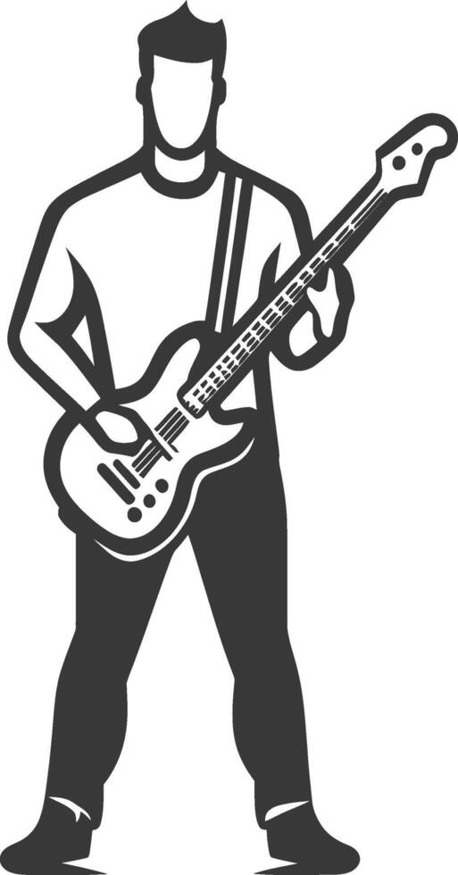A silhouette of a man playing an electric guitar vector