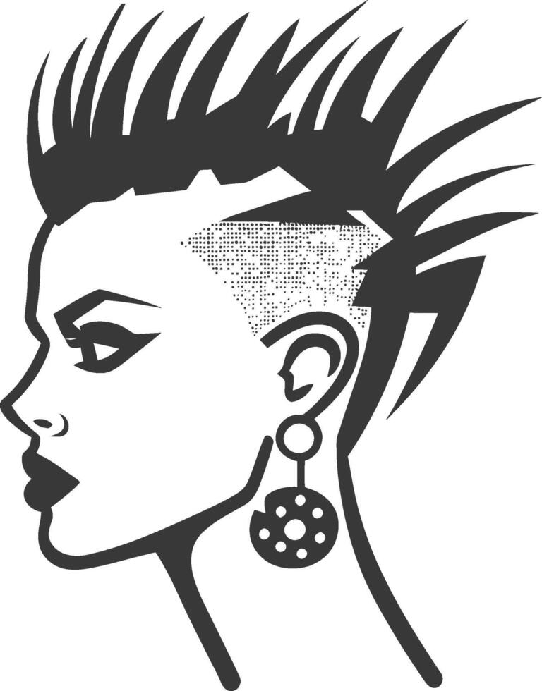A woman with a mohawk and spikes on her head vector