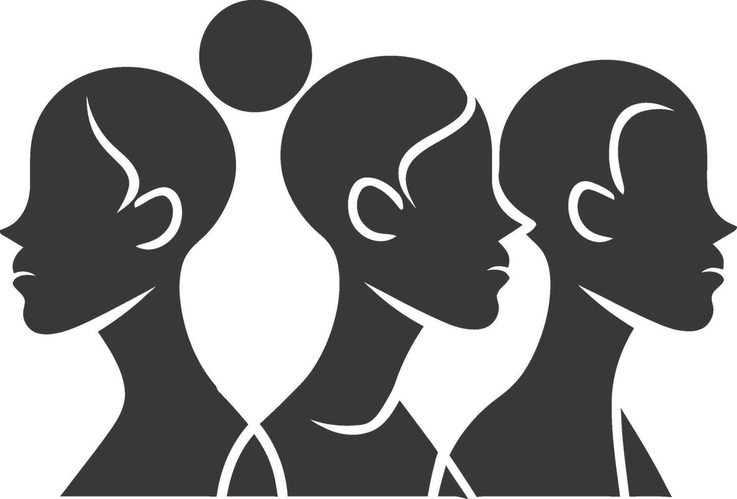 Three women silhouette silhouette of head and face vector