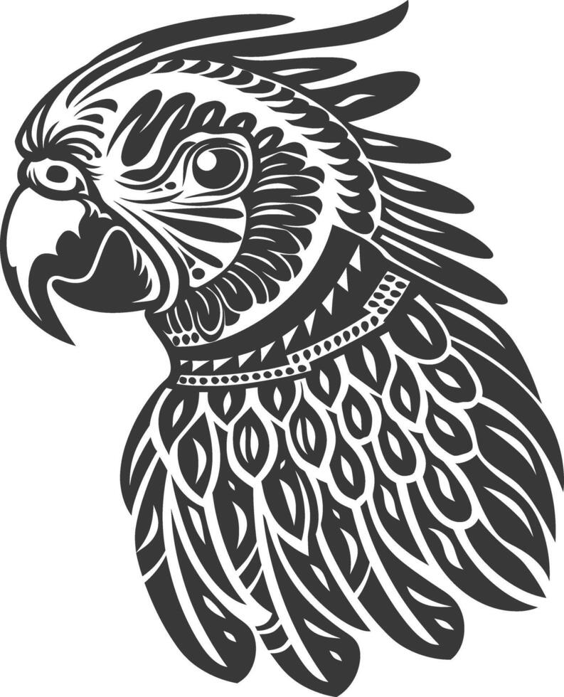 A black and white illustration of an eagle vector
