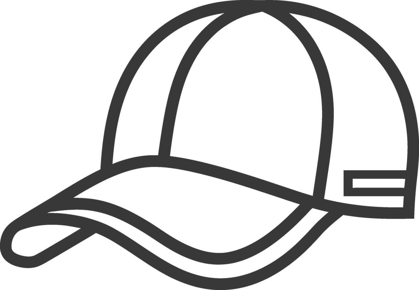 A baseball cap is shown in a line drawing vector