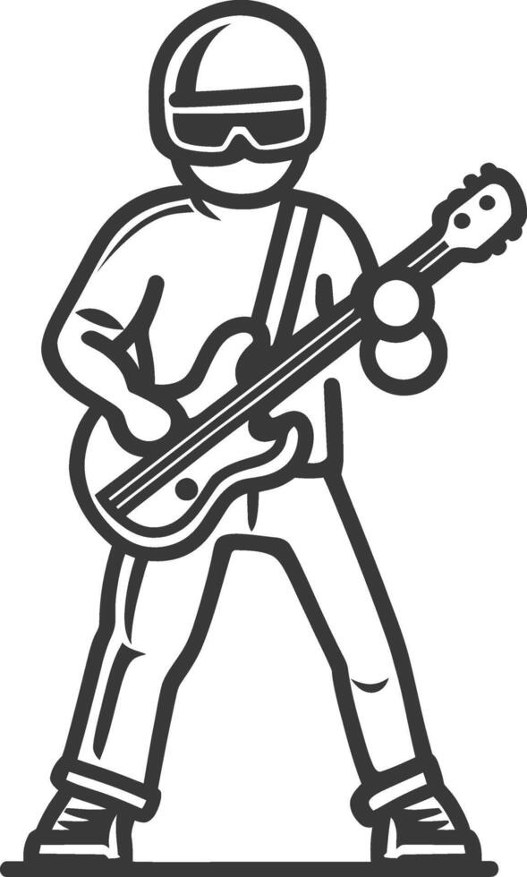 A cartoon man playing an electric guitar vector