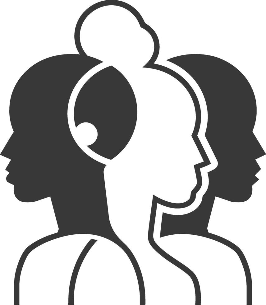Two people with their heads facing each other vector