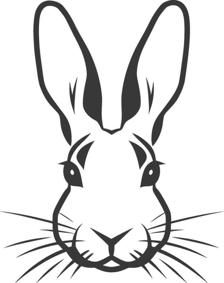 A black and white drawing of a rabbit's head vector