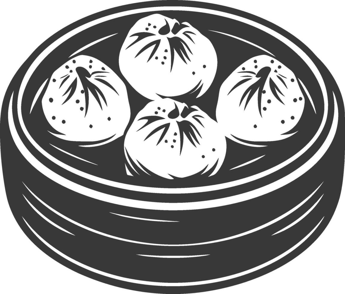 Dumplings in a bowl with a white background vector