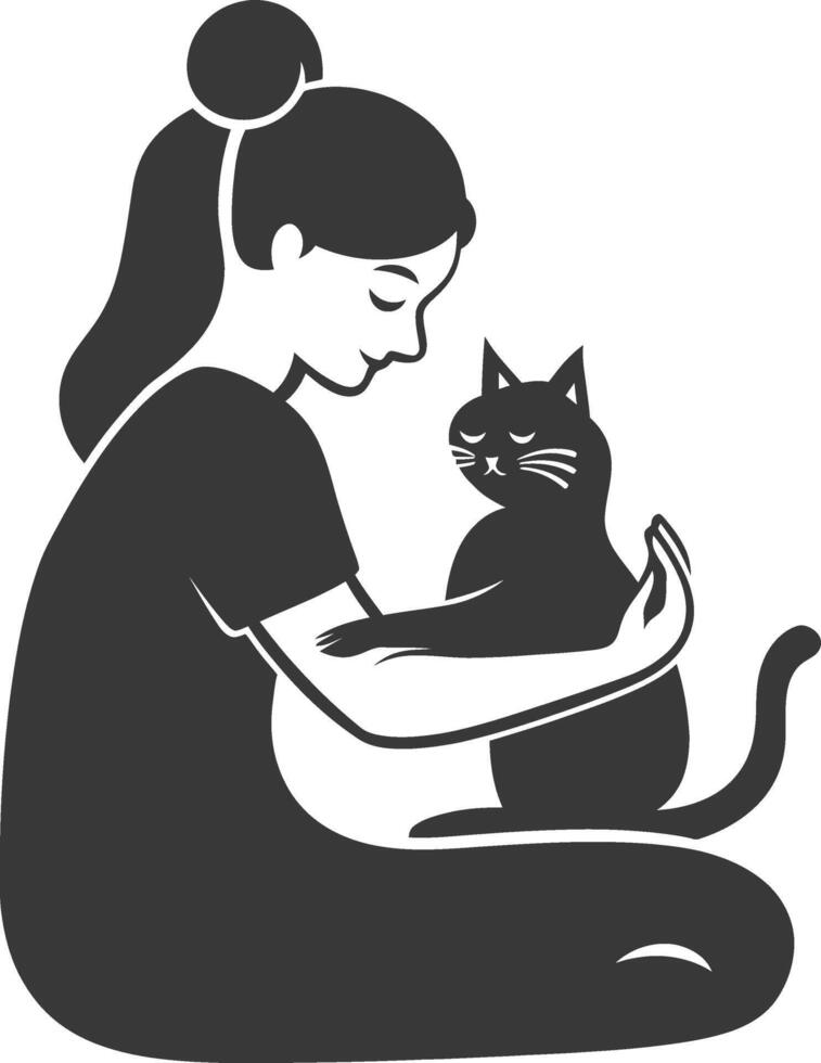 Woman with cat illustration vector