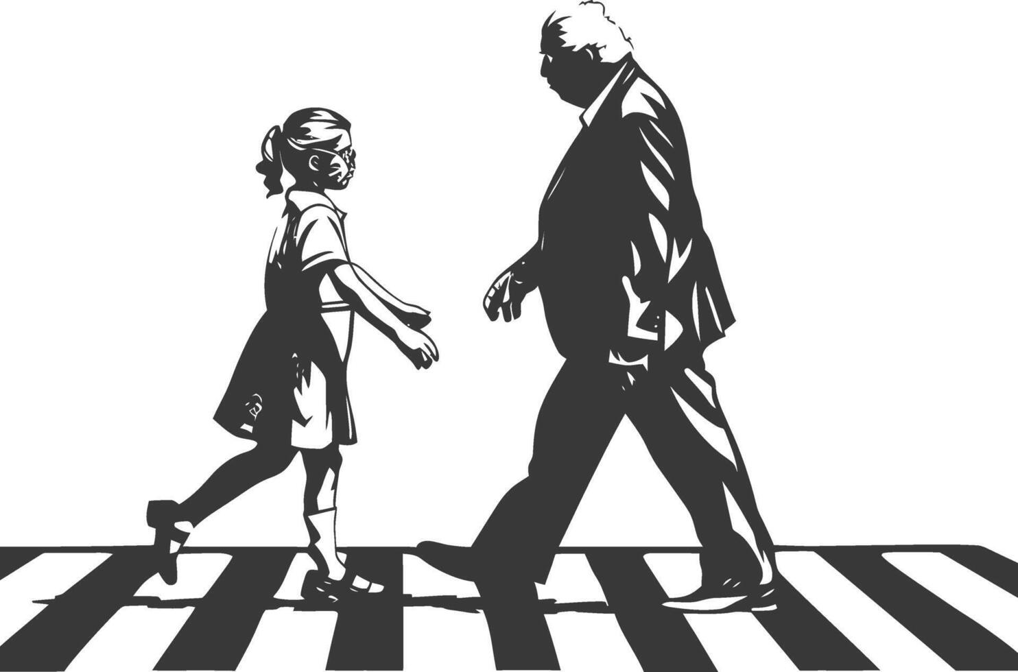A man and a little girl crossing the street vector