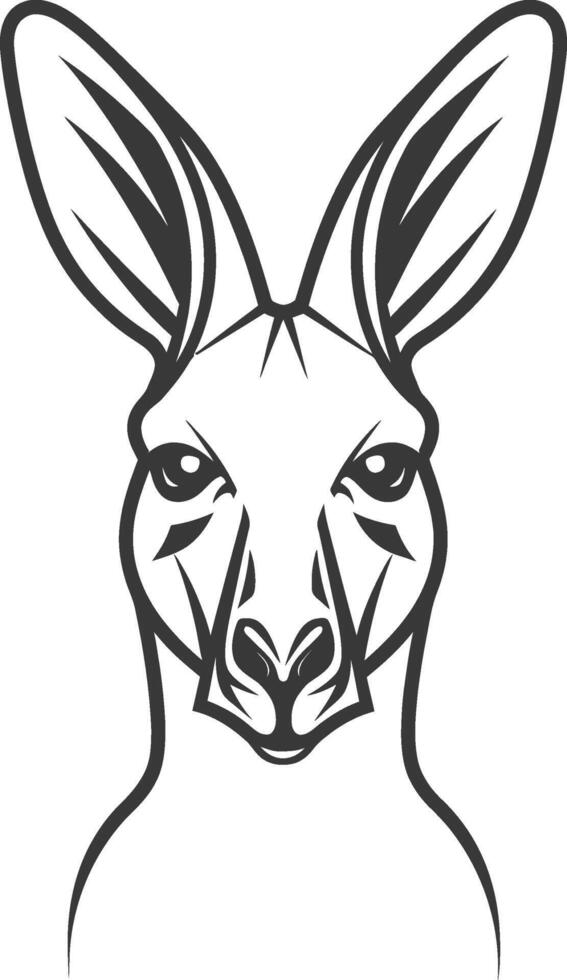 A black and white drawing of a kangaroo head vector