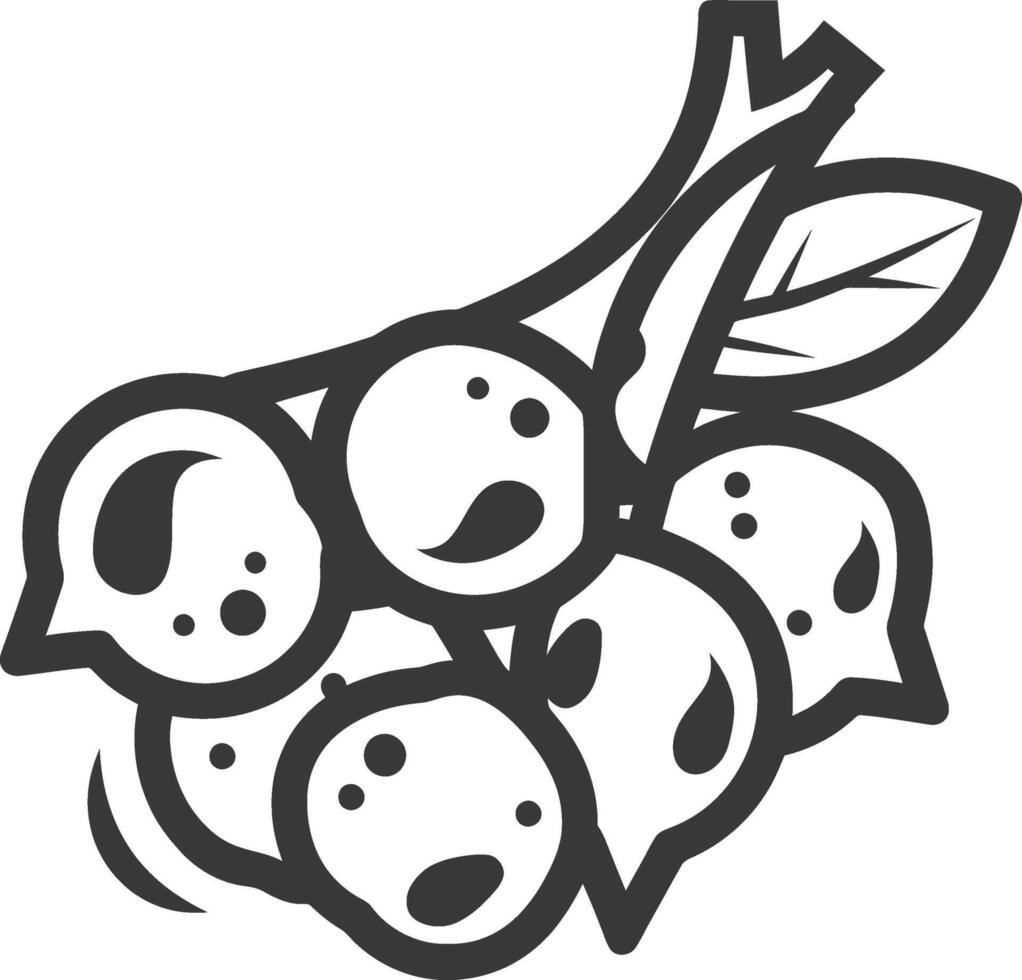 A black and white drawing of a bunch of berries vector
