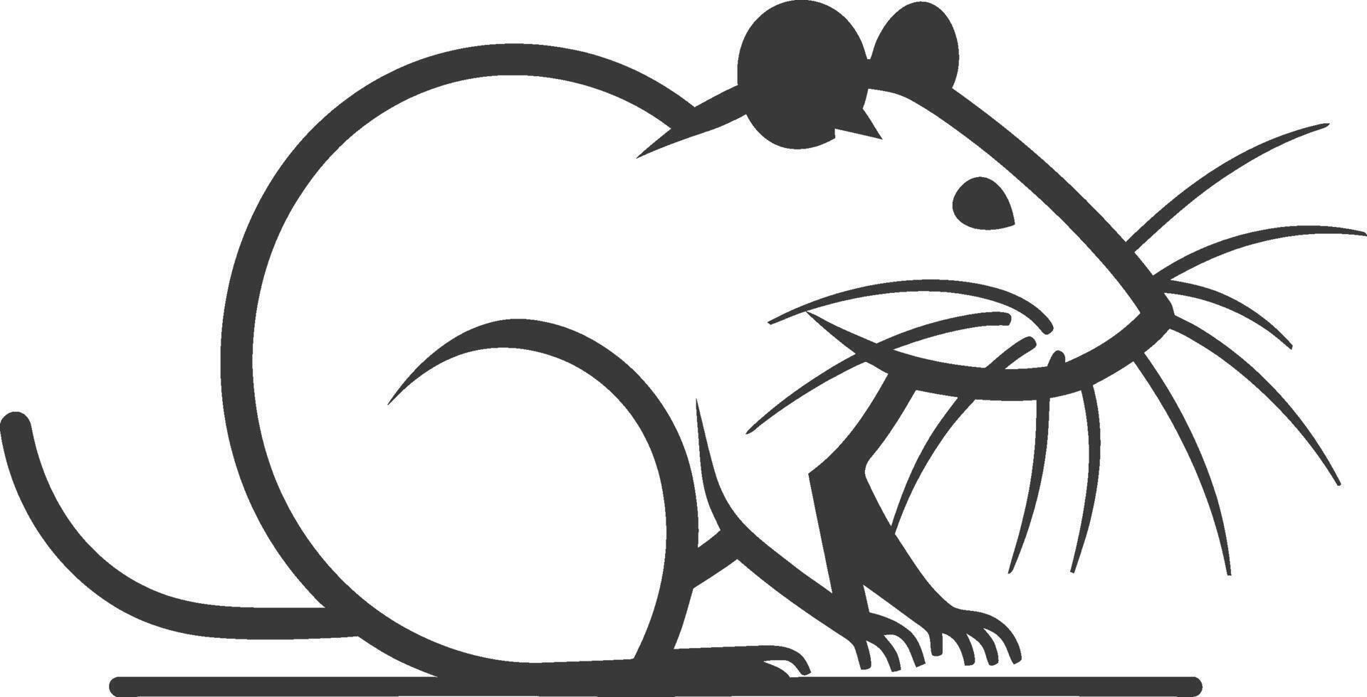 A black and white rat silhouette on a white background vector