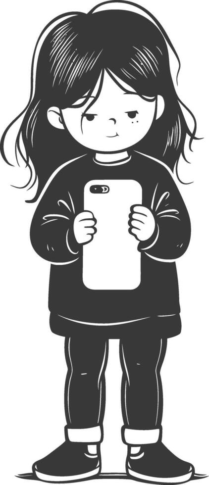 A girl holding a tablet computer with a blank screen vector