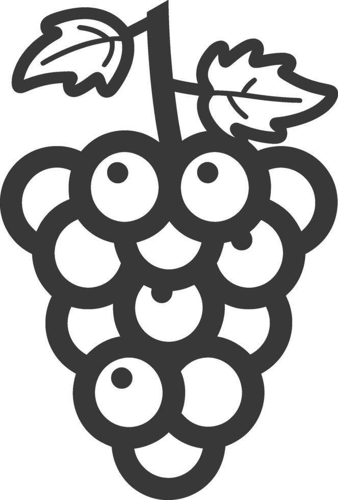 Grapes black and white illustration vector