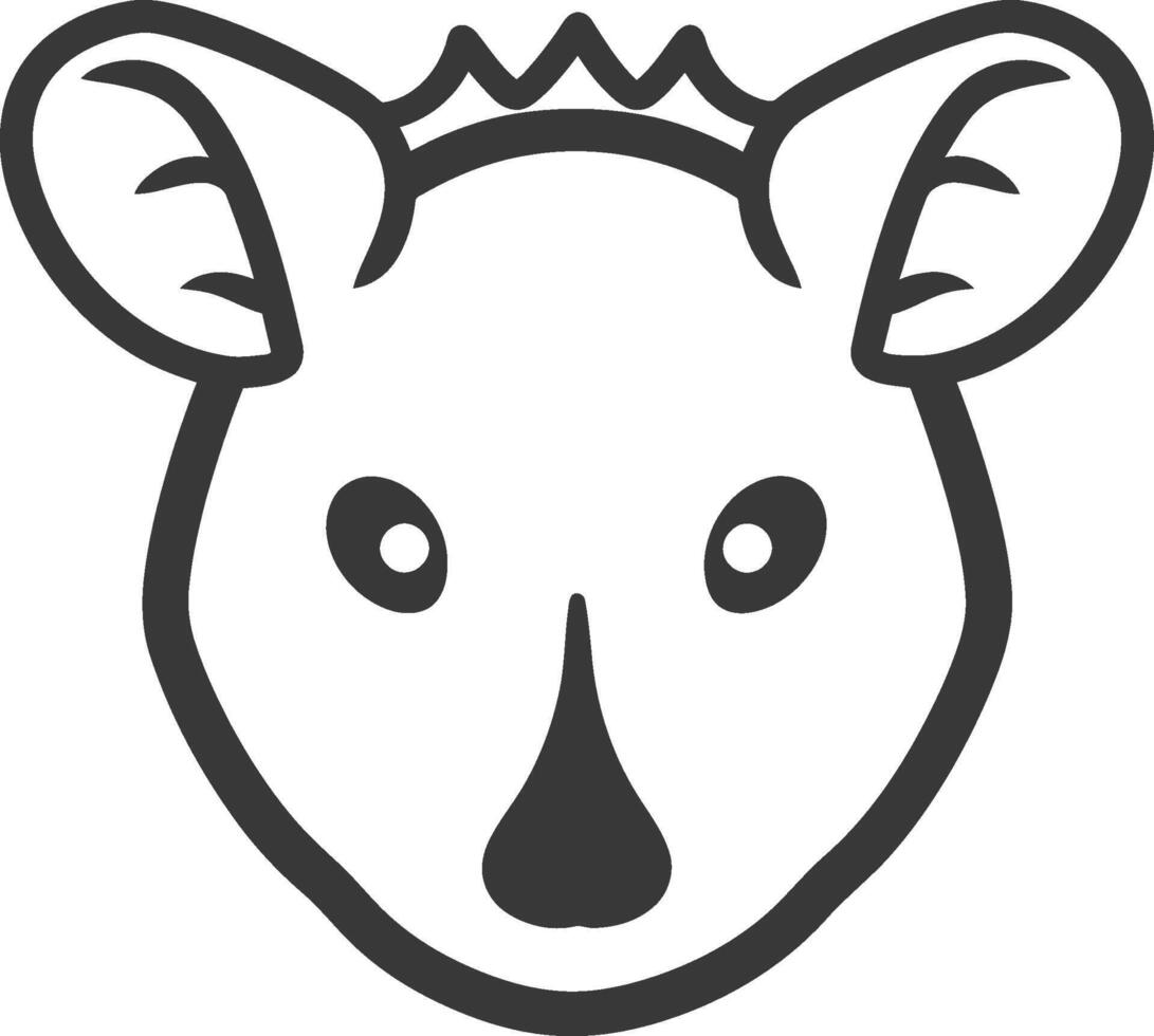 A black and white illustration of a koala vector