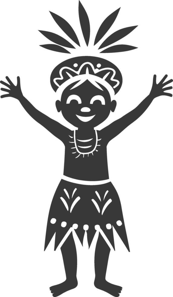A black and white illustration of a native american dancer vector