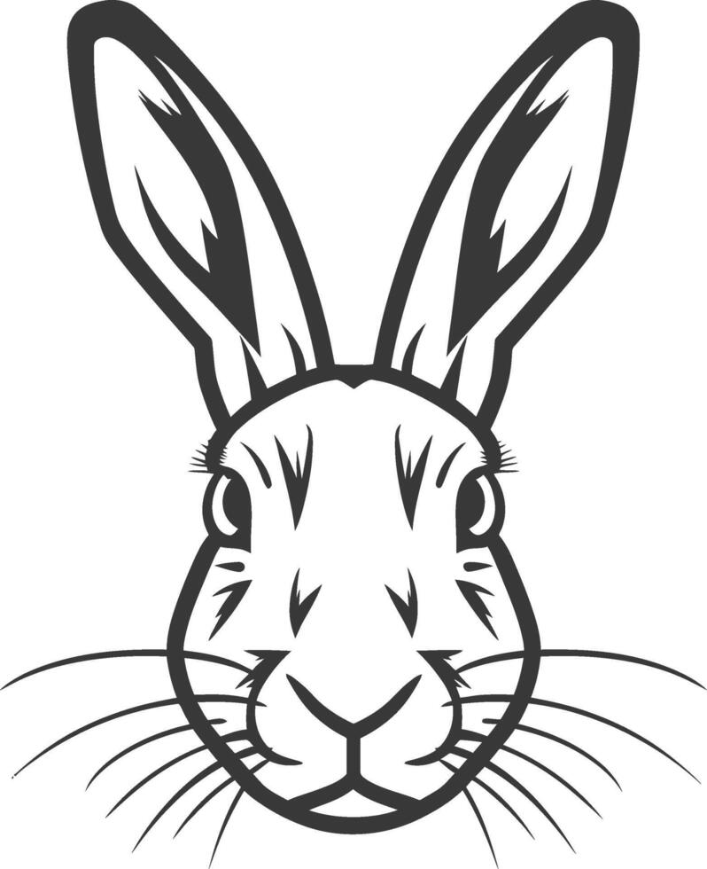 A black and white drawing of a rabbit's head vector