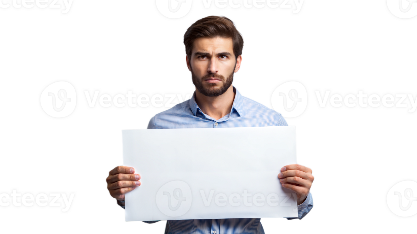 Man holding a blank sign, ready to present a message png