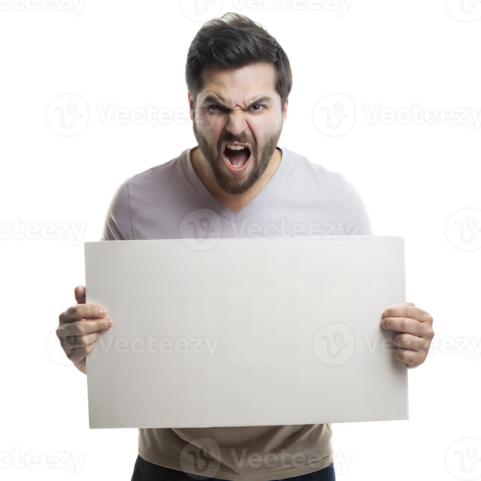 Man holding a blank sign, ready to write a message png