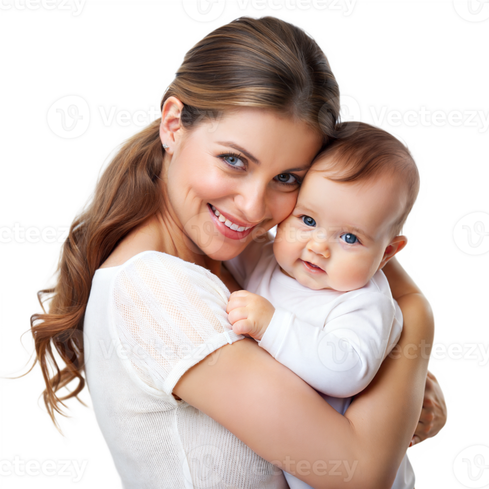Smiling mother embracing her baby with love png