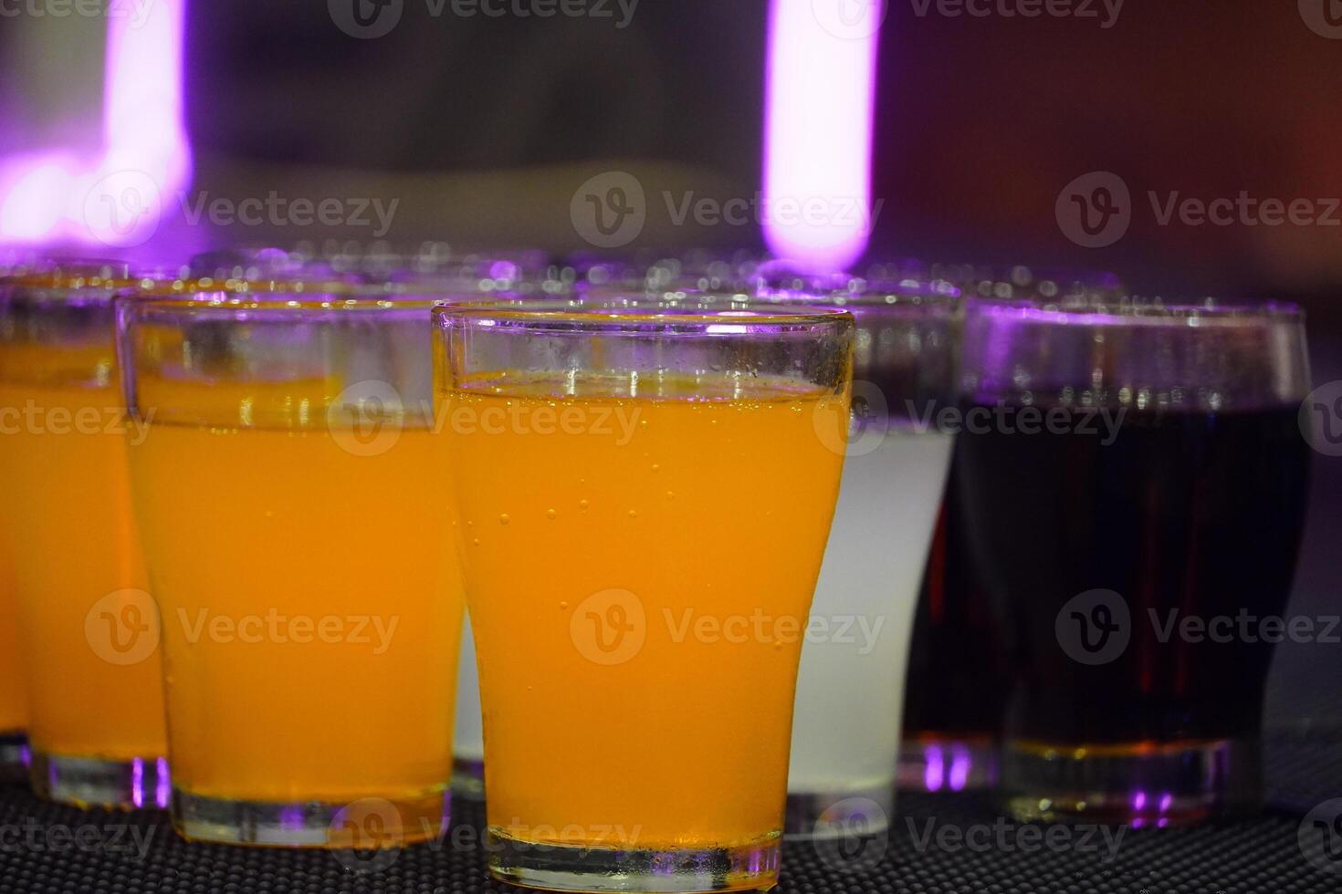 Summer cold drinks. colorful background, hard light, top view photo