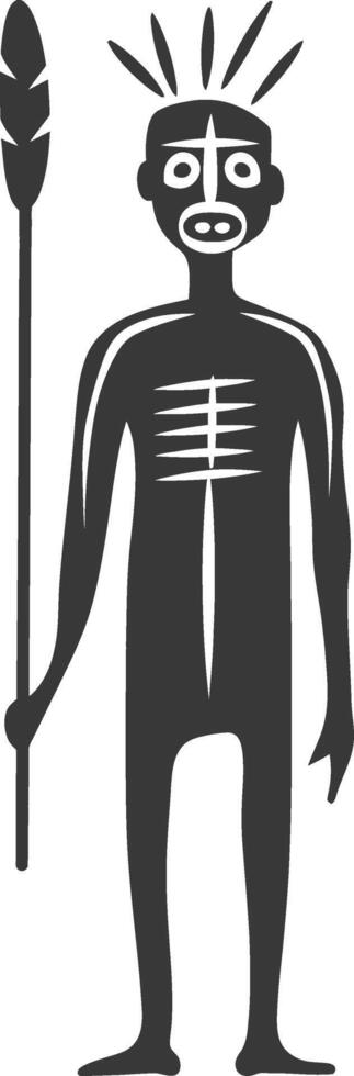 A black and white illustration of a man with a spear vector