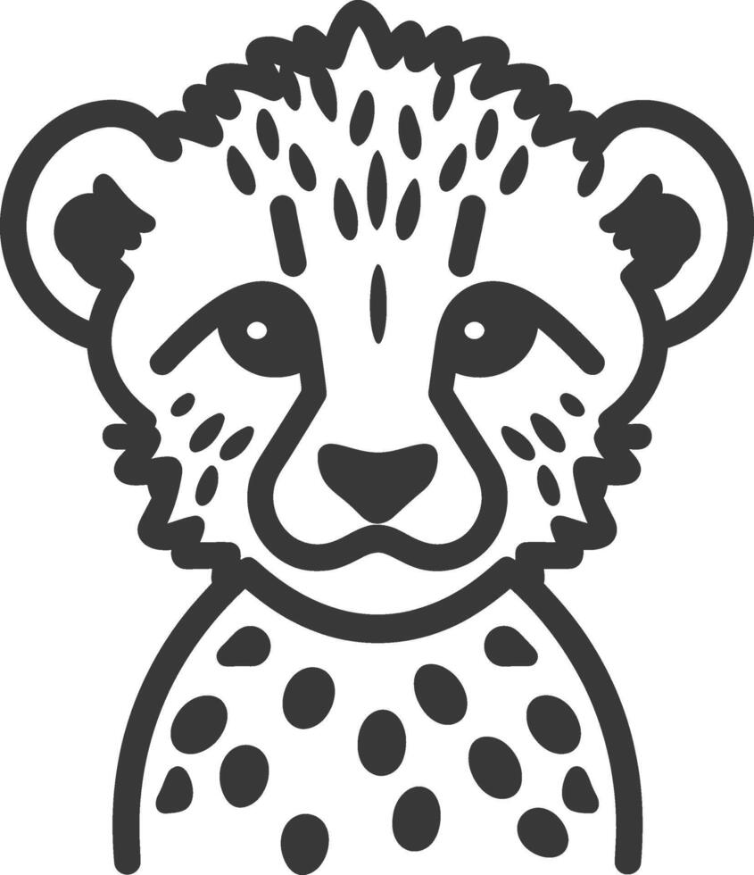 A black and white cheetah face icon vector