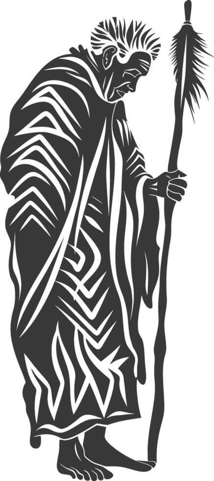 An african man with a staff and a zebra print vector