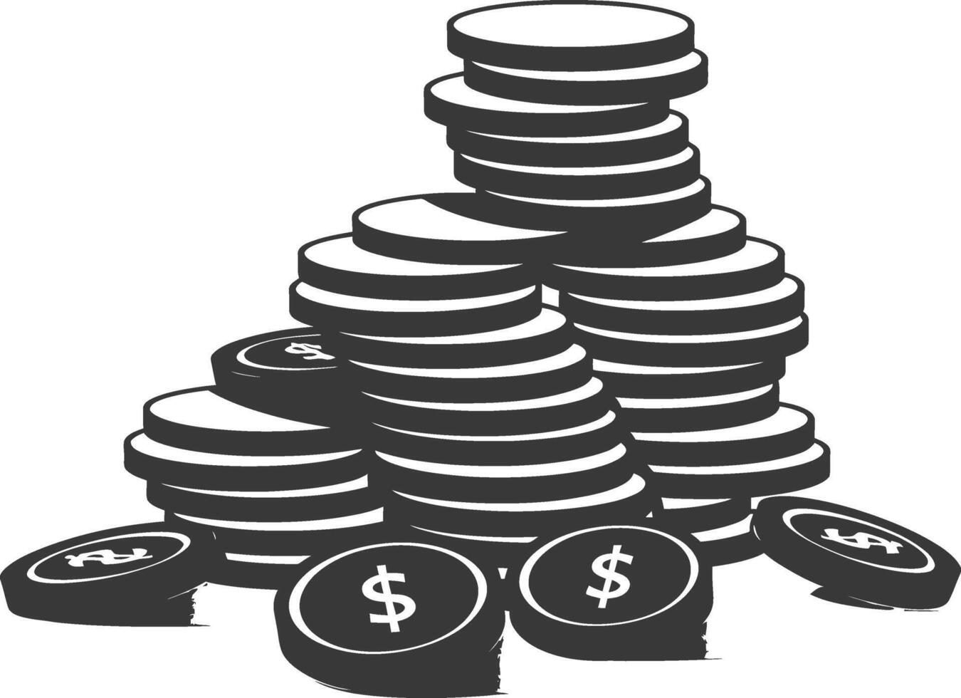 A pile of coins and dollar signs vector