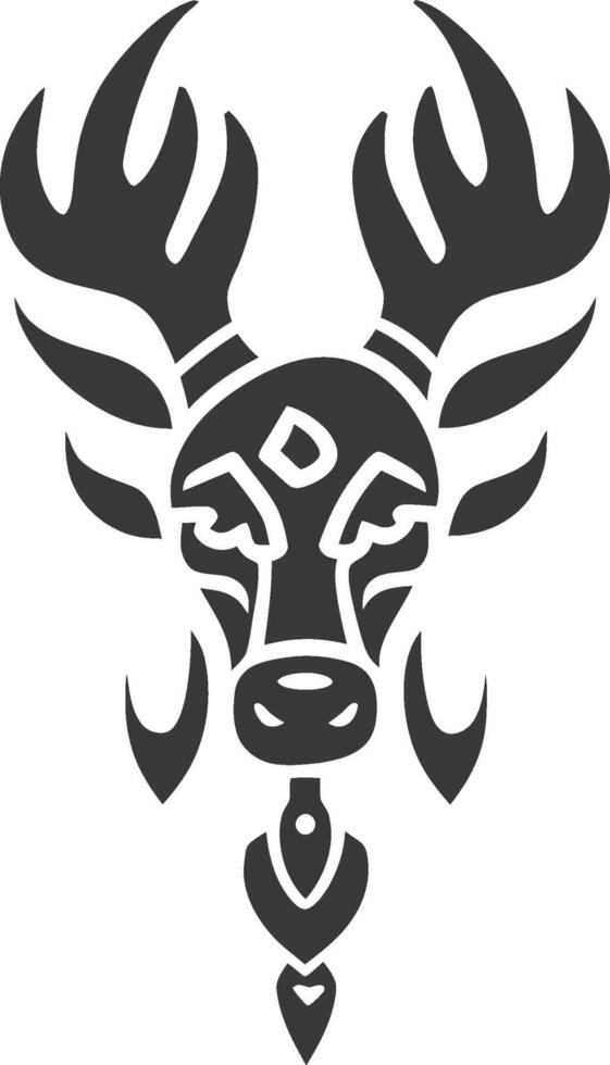 A deer head with horns and tribal design vector